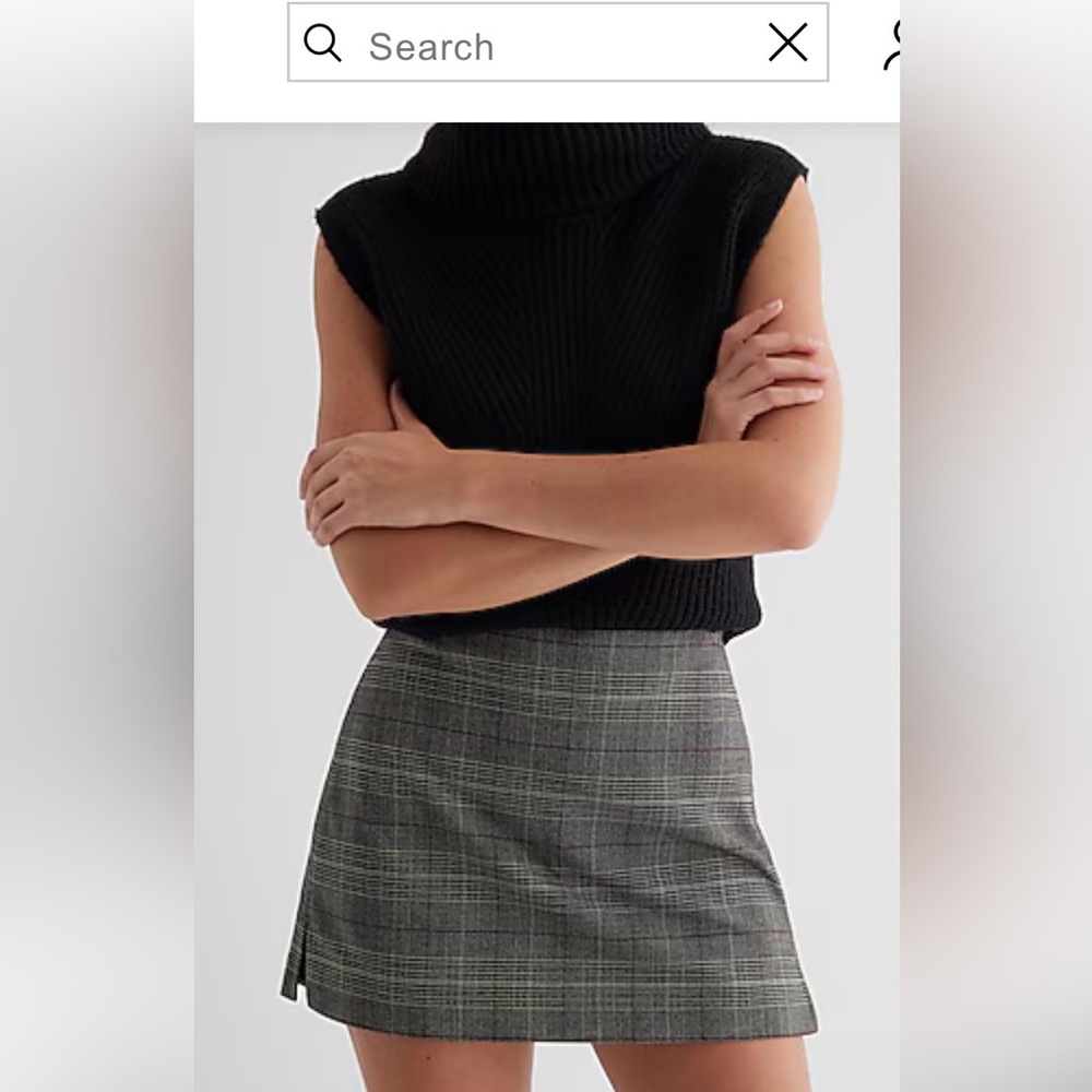 NEW Editor High Waisted Plaid Tailored Mini Skort